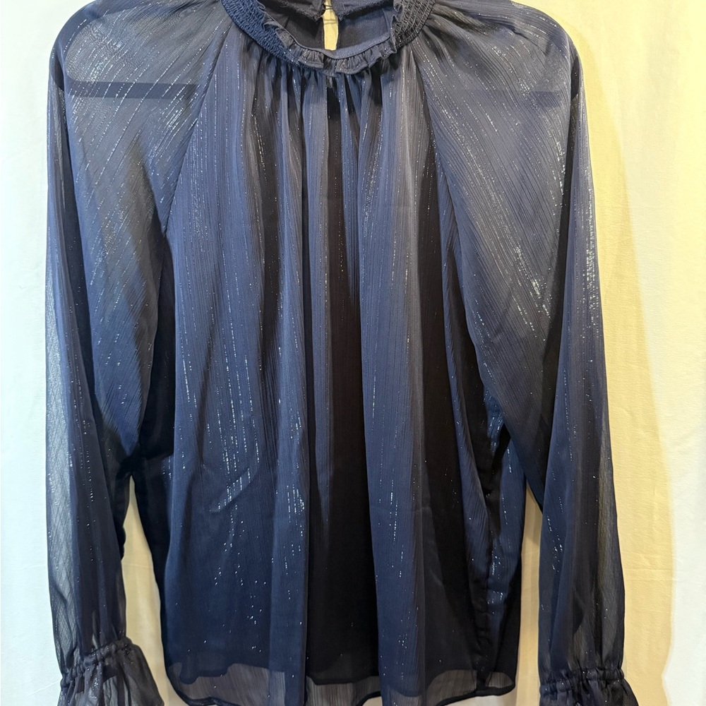 LC Lauren Conrad Navy Sheer Blouse